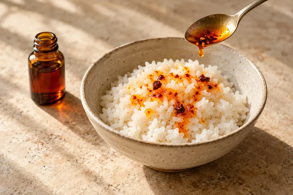Akabanga Chili-Öl richtig verwenden – angerichtet im Teller