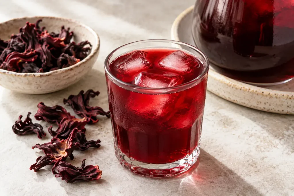 Zobo / Bissap – angerichtet im Teller